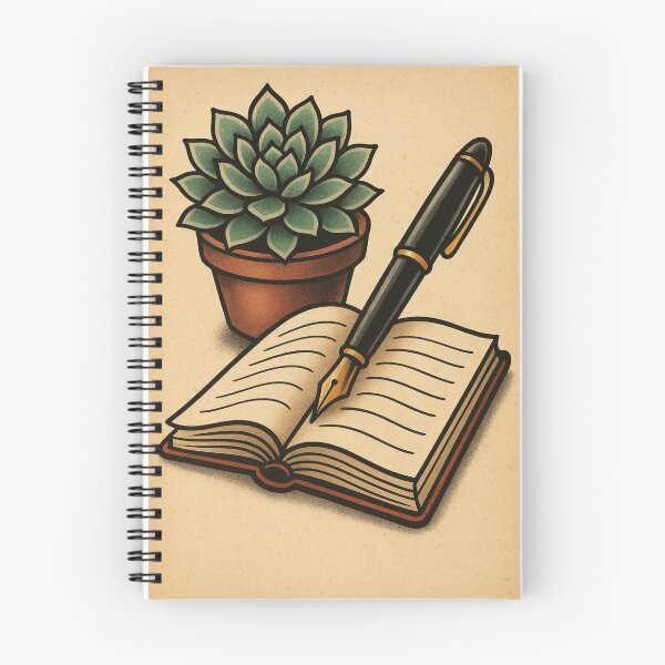 Item preview, Póster retro de escritor, artista de tatuajes suculentos, plantas de interior, diario vintage designed and sold by Wild Blood Designs.