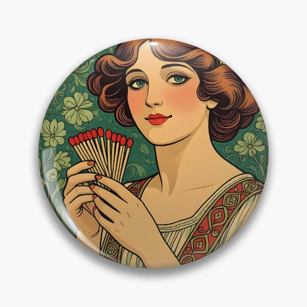 Item preview, Pyromantic - Pretty Art Nouveau Lady who likes to play with matches designed and sold by SirenSeventyOne.