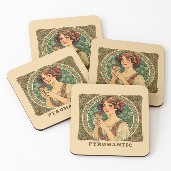 Item preview, Pyromantic - Pretty Art Nouveau Lady who likes to play with matches designed and sold by SirenSeventyOne.