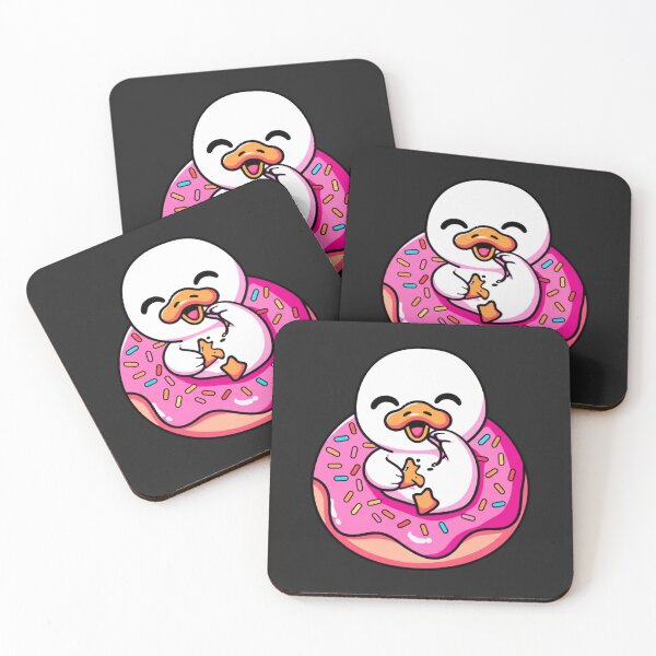 Item preview, Chibi Duck Eating Giant Donut – Cute Kawaii Funny Animal Design designed and sold by ColorSplash123.