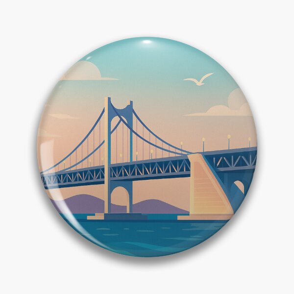 Item preview, Busan Gwangan Bridge Sticker | Korean Coastal Travel Poster designed and sold by STORE-KIM.