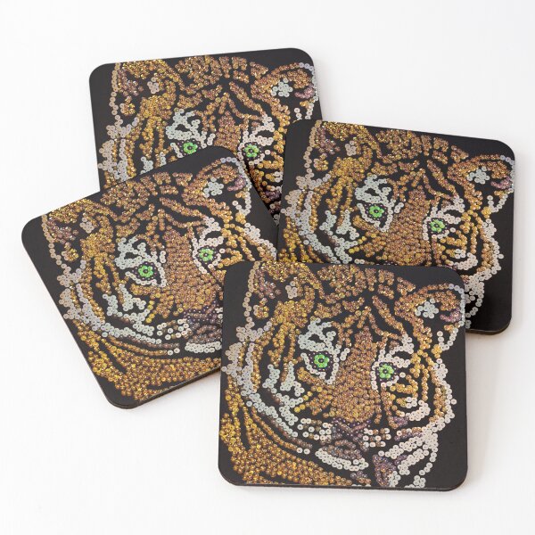 Item preview, Golden Glitter Tiger Portrait – Art Deco Wildlife Wall Art designed and sold by JoyWearOfficial  .