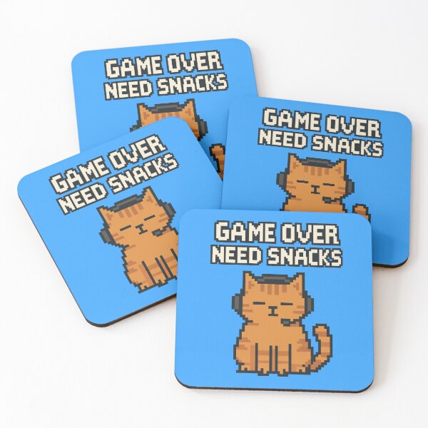 Item preview, Game Over Need Snacks Retro Pixel Cat Gamer designed and sold by ArtComixHaven.