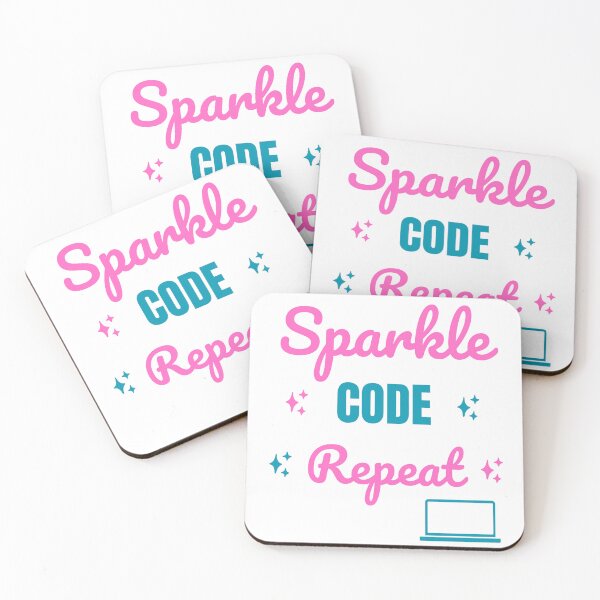 Item preview, Sparkle Code Repeat – Colourful Coding Typography Artwork designed and sold by UniquePoster.