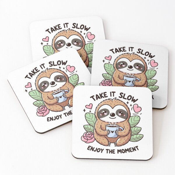 Item preview, Kawaii Sloth Ilustration – Cute Motivational Wall Art, Take It Slow Quote Print, Relaxing Mindfulness Decor designed and sold by SketchOnScreen.