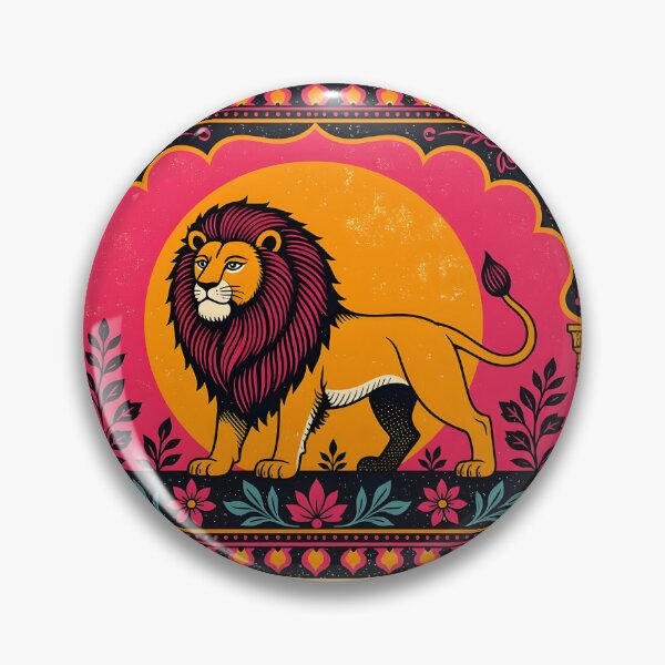 Item preview, Woodcut Screen Print Indian Style Lion Illustration designed and sold by SirenSeventyOne.