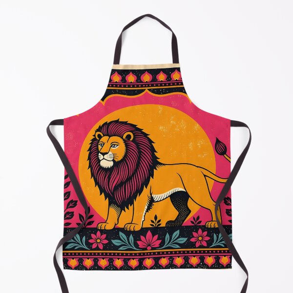 Item preview, Woodcut Screen Print Indian Style Lion Illustration designed and sold by SirenSeventyOne.