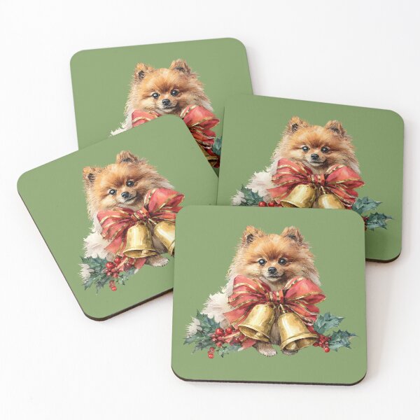 Item preview, Pomerania Christmas Dog With Bells Holly designed and sold by tanabe.
