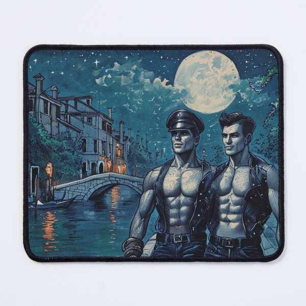 Item preview, Adam Zest Signed Limited Edition:1940s "The Canal By Moonlight" Gay Leather Vintage Streetscene Kink Gay Pride Graphic Design designed and sold by ItsAKinkThing.