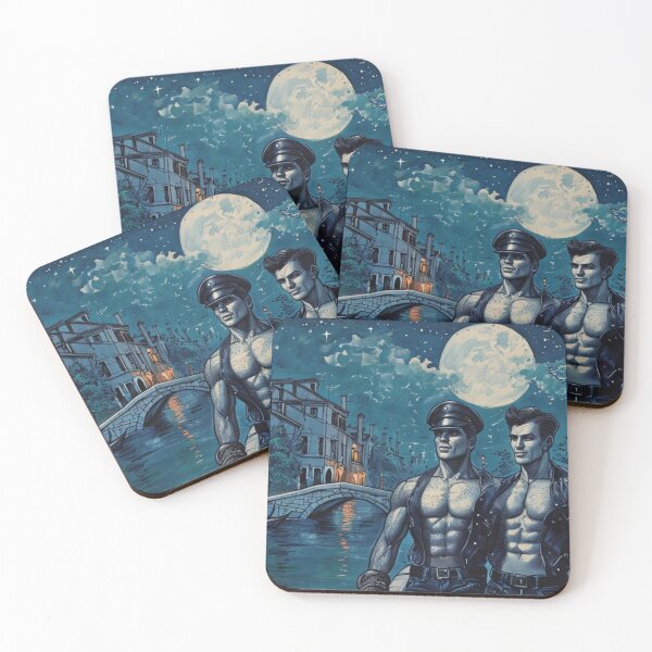Item preview, Adam Zest Signed Limited Edition:1940s "The Canal By Moonlight" Gay Leather Vintage Streetscene Kink Gay Pride Graphic Design designed and sold by ItsAKinkThing.