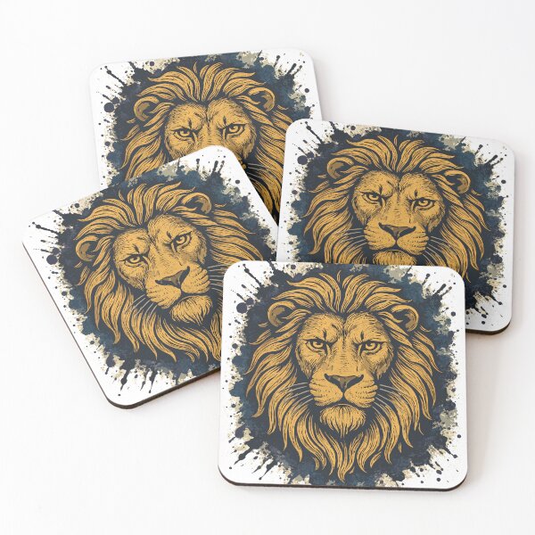 Item preview, Majestic Lion Head with Abstract Ink Splash Background designed and sold by Royalsticker.