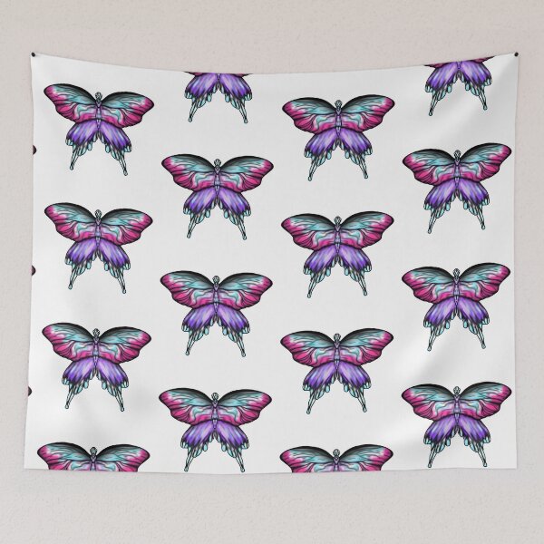 Item preview, A beautiful butterfly with bright wings in soft shades of pink, purple and blue designed and sold by katecheerycake.