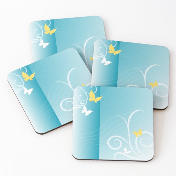 Item preview, Dorfic style graphic composition, Paradise island inspiration, turquoise blue and yellow version designed and sold by Pics'Elle Creations.