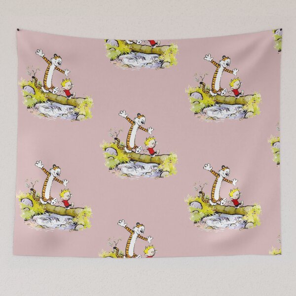 Item preview, Whimsical Boy & Tiger Balancing Act Across Stream designed and sold by ThomasWallss.