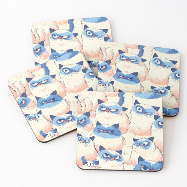 Item preview, Angry White Cat With Blue Face Seamless cartoon style, vector designed and sold by ibi2444.