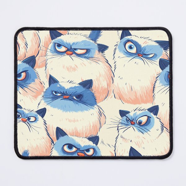 Item preview, Angry White Cat With Blue Face Seamless cartoon style, vector designed and sold by ibi2444.