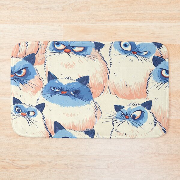 Item preview, Angry White Cat With Blue Face Seamless cartoon style, vector designed and sold by ibi2444.