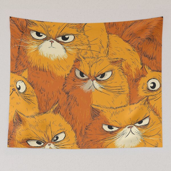 Item preview, Angry Orange Cat Seamless cartoon style, vector designed and sold by ibi2444.