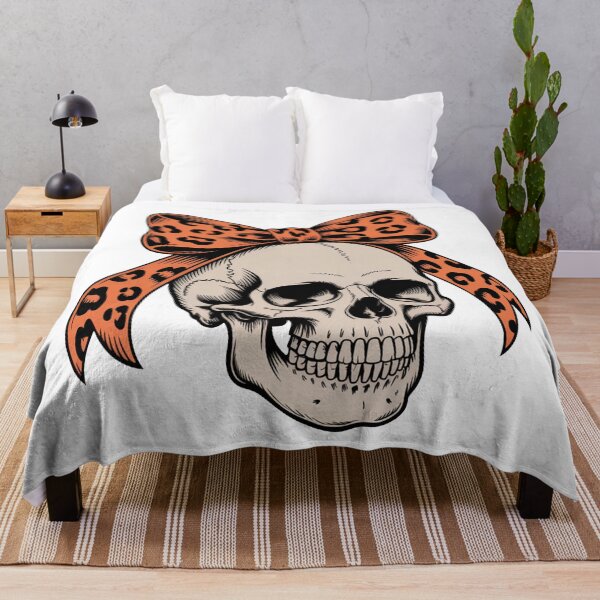 Item preview, Spooky halloween skull with orange bow- scary gothic girly aesthetic designed and sold by cocomelon168.