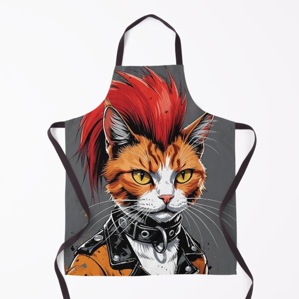 Item preview, Punk Cat with Mohawk – Grunge Illustration with Leather Collar designed and sold by Dino-Lune.