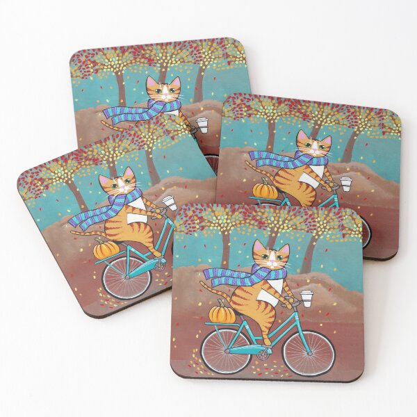 Item preview, Autumn Bicycle Ride Ginger Cat designed and sold by KilkennyCat Art.