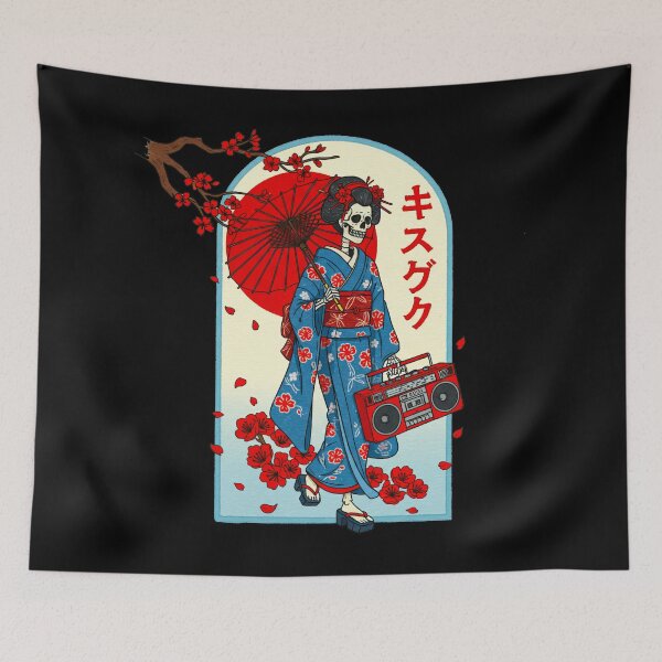 Item preview, Ukiyoe  Geisha  Skull boom box designed and sold by TeeARTHY.