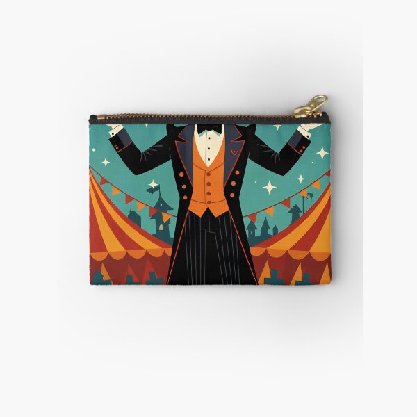Item preview, In circus Magician performs at a Halloween-themed event with pumpkins and skulls designed and sold by SpaceartLilu.