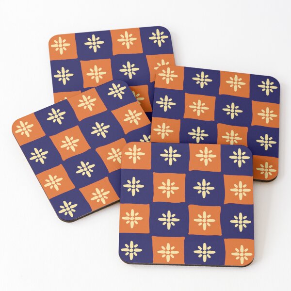 Item preview, Orange Navy Ixora Flower Pattern designed and sold by urrin DESIGN.