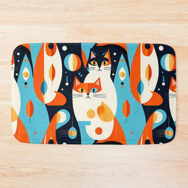 Item preview, Mid-Century Modern Cats on an Abstract Background designed and sold by Marymarice.