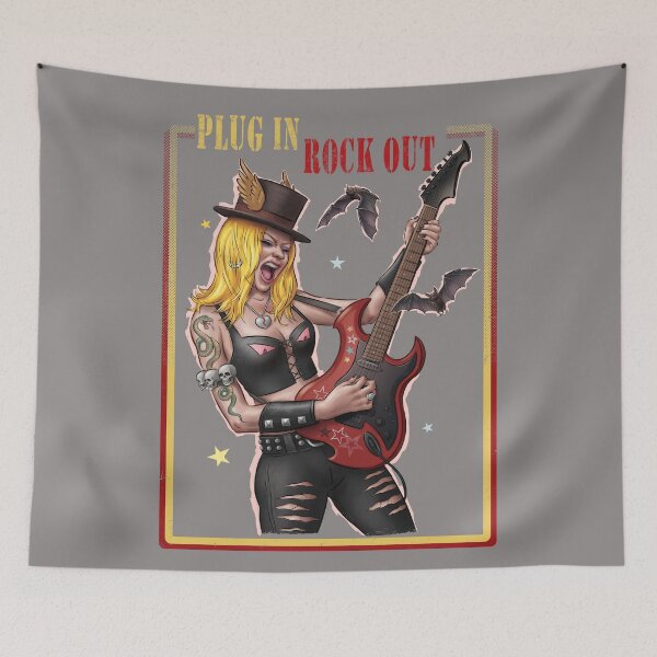 Artikelvorschau, Plug In Rock Out – Gitarristin-Mädchen-Kunst entworfen und verkauft von Inky-Vibe.