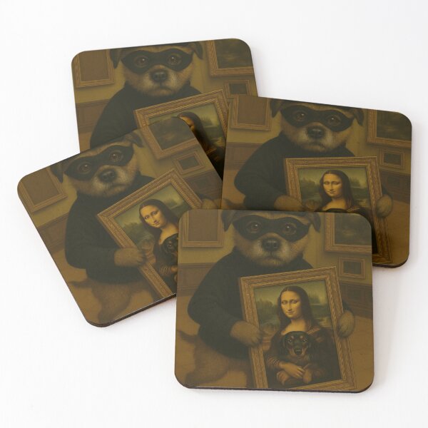 Item preview, The Great Mona Lisa Heist – Dog Art Parody with Annie designed and sold by anniejunoaxie.