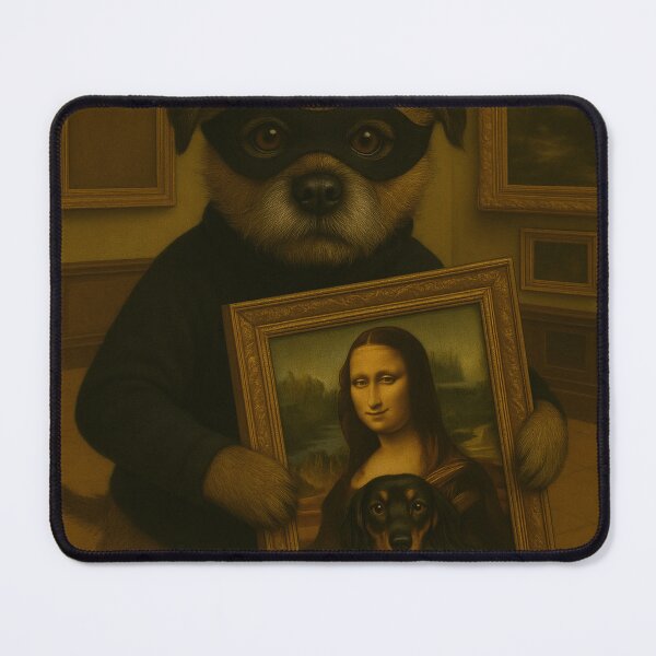 Item preview, The Great Mona Lisa Heist – Dog Art Parody with Annie designed and sold by anniejunoaxie.