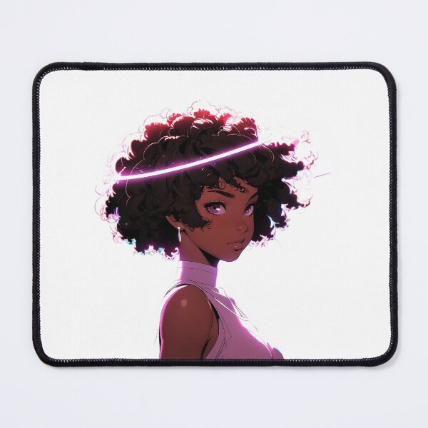 Item preview, Afro Anime Girl Illustration – Black Girl with Afro, Pink Halo, Celestial Aesthetic Art designed and sold by OsasChild.