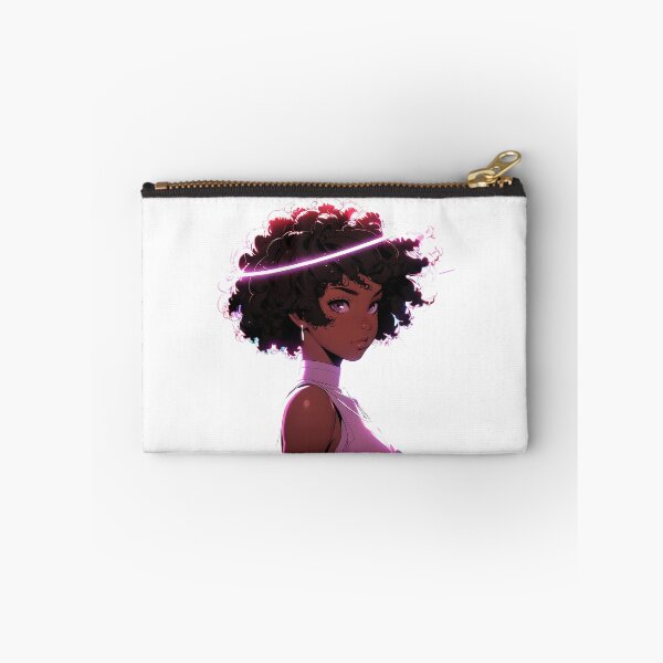 Item preview, Afro Anime Girl Illustration – Black Girl with Afro, Pink Halo, Celestial Aesthetic Art designed and sold by OsasChild.