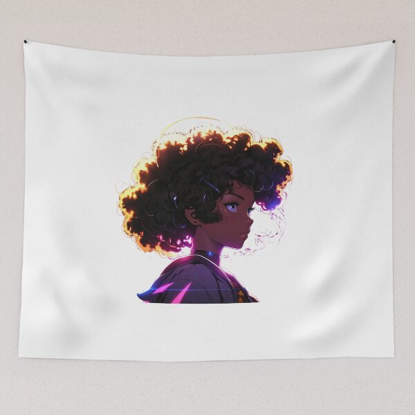 Item preview, Afro Anime Girl in Hoodie – Black Woman Anime Art, Streetwear & Celestial Aesthetic designed and sold by OsasChild.