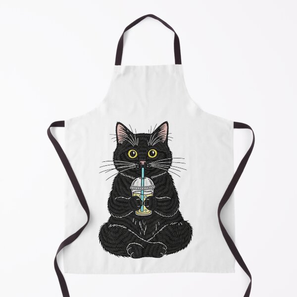 Item preview, Black Cat Holding bubble tea designed and sold by TeeARTHY.
