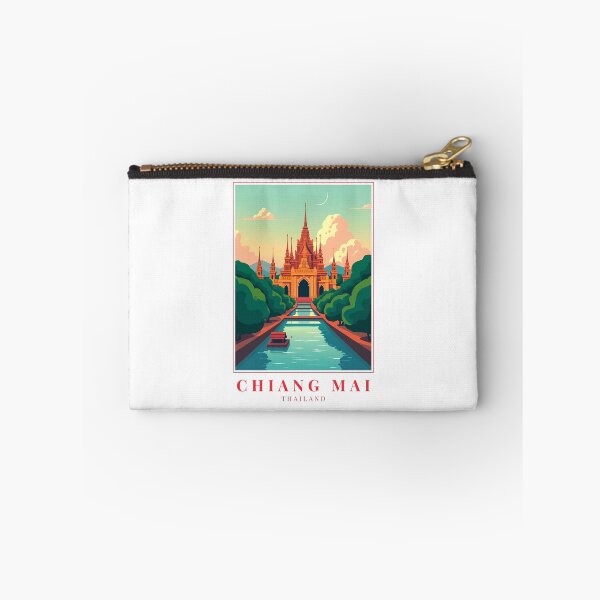 Item preview, Chiang Mai Thailand Illustration – Lanterns, Temples & Mountain Calm designed and sold by MapMyMiles.
