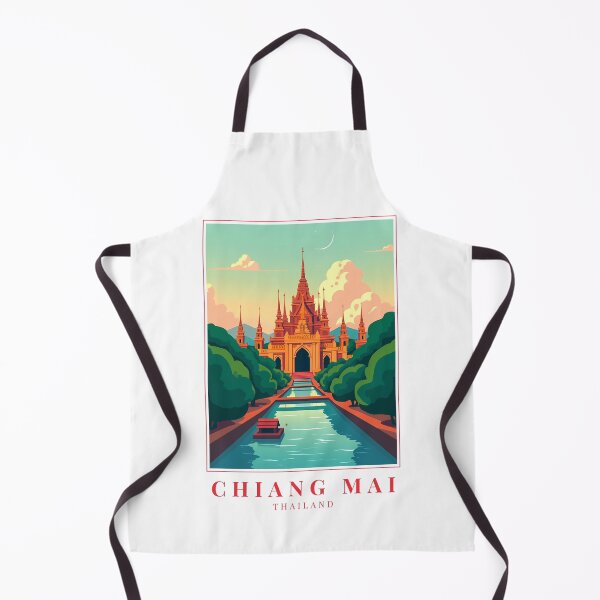Item preview, Chiang Mai Thailand Illustration – Lanterns, Temples & Mountain Calm designed and sold by MapMyMiles.