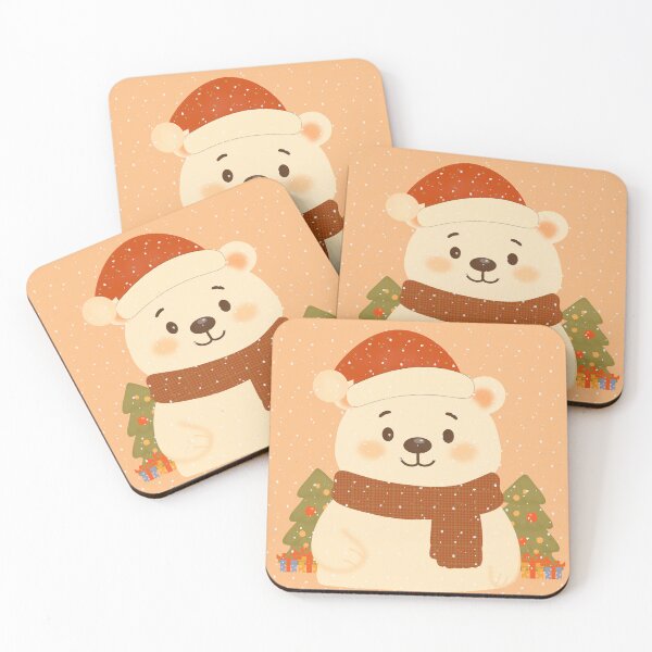 Item preview, Cute Christmas Bear with Santa Hat and Scarf – Holiday Illustration designed and sold by wanderbloomm.