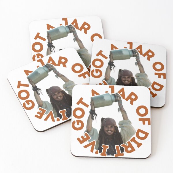 Item preview, "I’ve Got a Jar of Dirt" Pirate Sticker – Funny Pirates of the Caribbean Jack Sparrow Meme designed and sold by blackcatsvault.