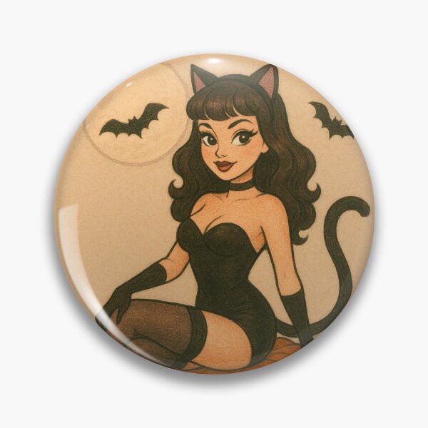 Artikelvorschau, Pin-up-Katzenfrau auf Kürbis entworfen und verkauft von Gwengallery.