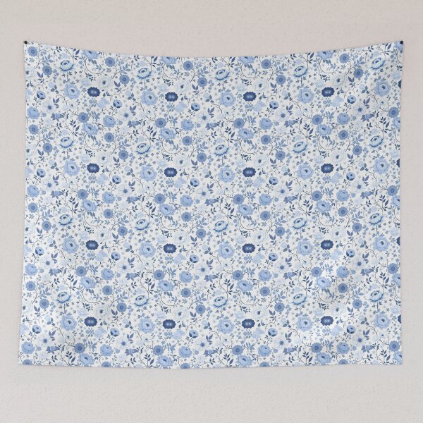 Item preview, Elegant Blue & White Floral Porcelain Scarf designed and sold by CUSTOMPRESS.