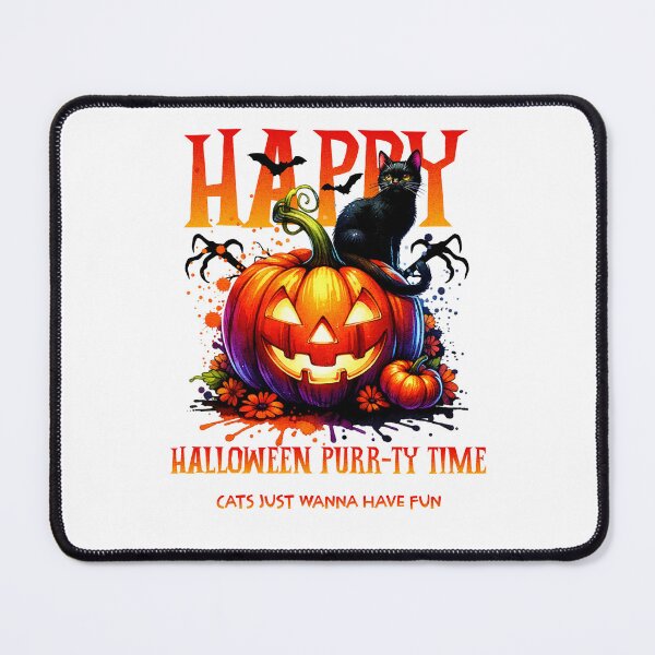 Item preview, Happy Halloween Purr-ty Time – Cute Cat Halloween Tee Design designed and sold by teemugcreation.