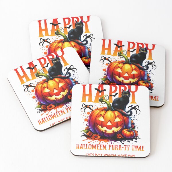 Item preview, Happy Halloween Purr-ty Time – Cute Cat Halloween Tee Design designed and sold by teemugcreation.