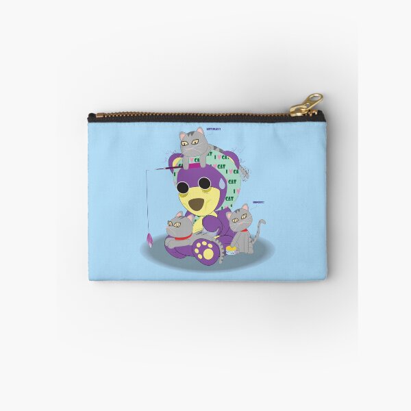 Item preview, Mr. Purple bear adopt 3 kittens, Cute cats with Teddy bear, Parent cat wear hood "I love cat", Grey cat, Cat day, Cat lover designed and sold by Figaro-17.