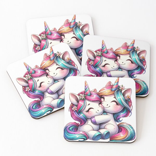 Item preview, Cute Hugging Unicorns – Kawaii Rainbow Illustration designed and sold by mybunnyparadise.