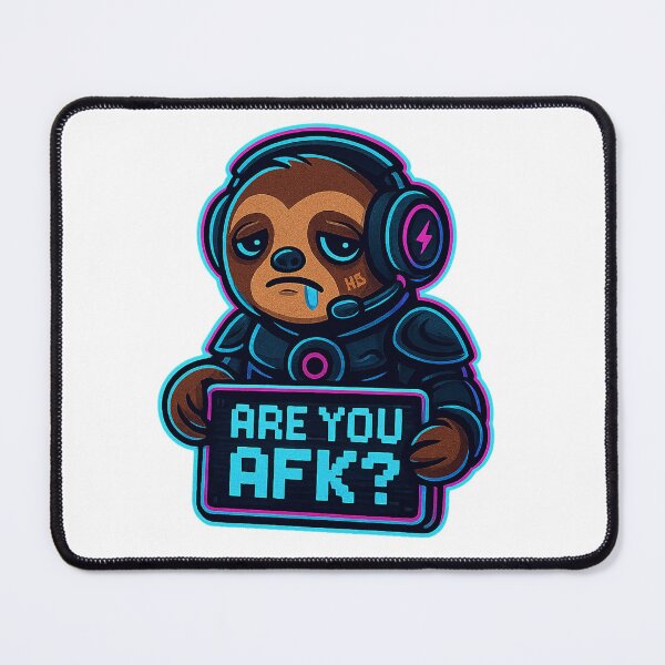 Artikelvorschau, Neon Sloth Gamer – Bist du AFK? – Lustiges Gaming-Meme entworfen und verkauft von Derpy Lab .