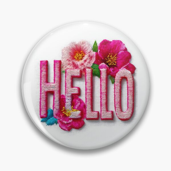 Item preview, Hello, embroidered effect floral inscription  designed and sold by silent-violin.