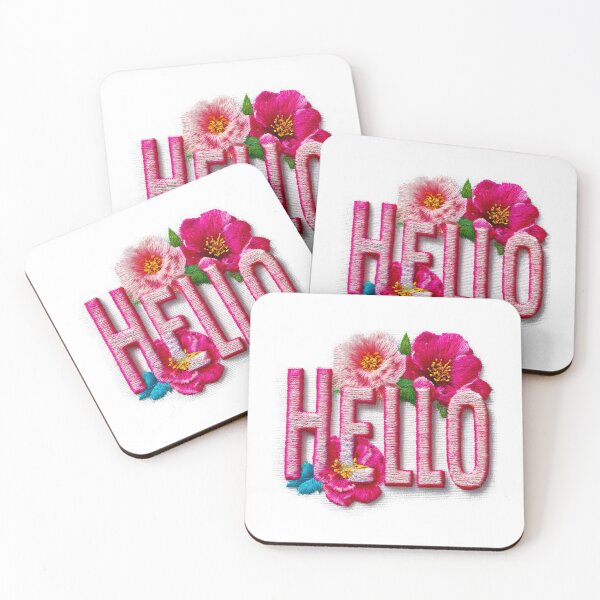 Item preview, Hello, embroidered effect floral inscription  designed and sold by silent-violin.