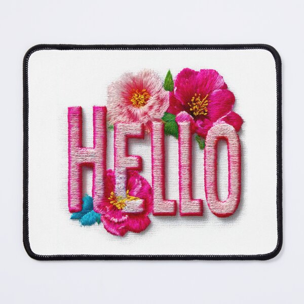 Item preview, Hello, embroidered effect floral inscription  designed and sold by silent-violin.